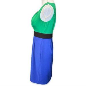 Green and Blue Color Block Sheath Dress Size 6